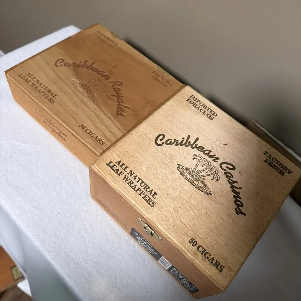 VINTAGE CARIBBEAN CASINOS & Royals WOOD EMPTY CIGAR BOXES